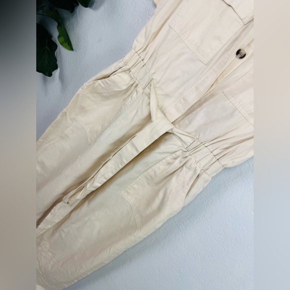 NWT Universal Thread Utility Boilersuit Relaxed Denim Jumpsuit Cream - Picture 6 of 11